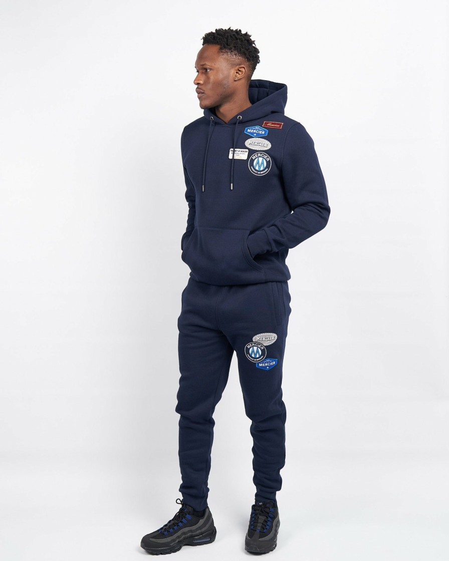 Vetements Pour Hommes Mercier | Sweat A Capuche Bleu Marine Mercier Og Badge