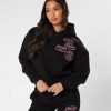 Vetements Pour Femmes Mercier | Sweat A Capuche Noir Et Rose Avec Badge Og Pour Femme