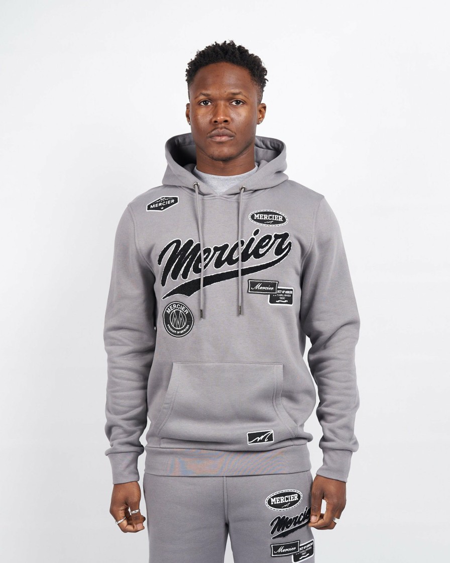 Vetements Pour Hommes Mercier | Sweat A Capuche Avec Badge Des Equipes, Gris Acier