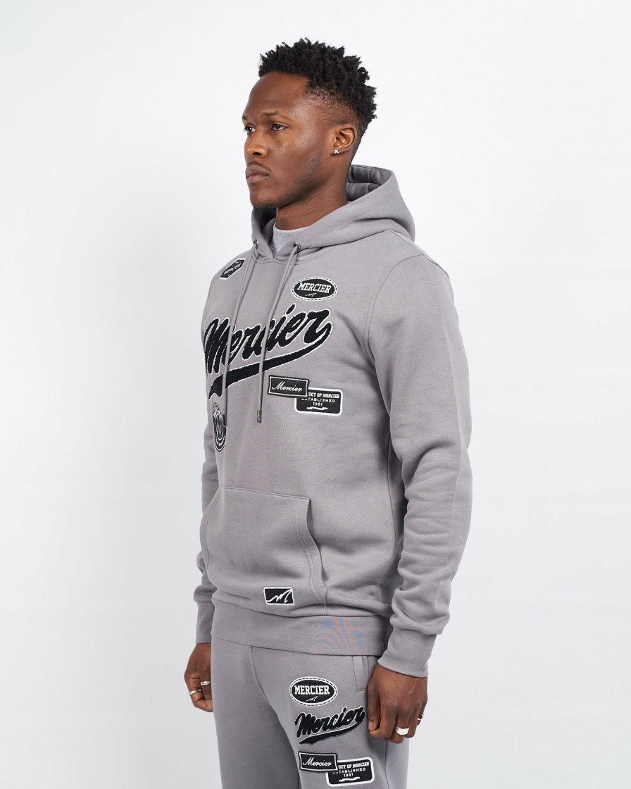 Vetements Pour Hommes Mercier | Sweat A Capuche Avec Badge Des Equipes, Gris Acier