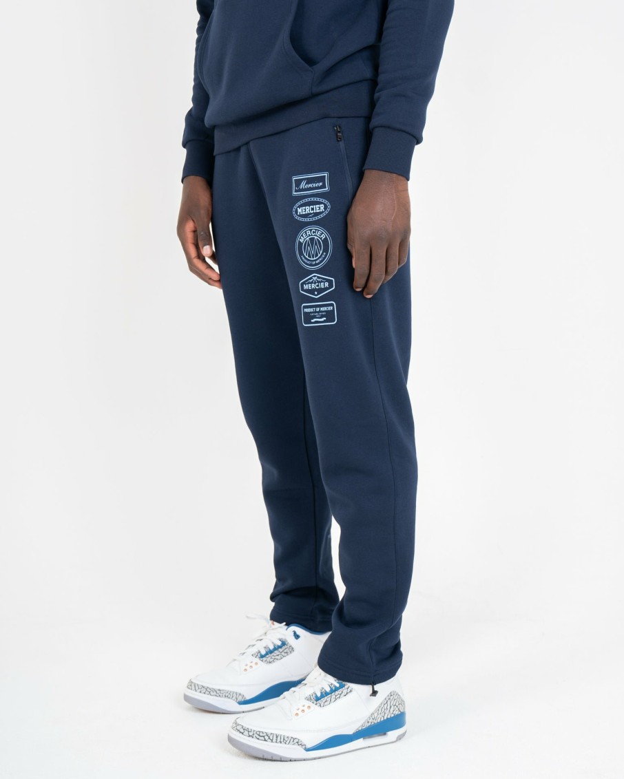 Vetements Pour Hommes Mercier | Pantalon De Jogging Bleu Marine A Badge 2.0 Bleu Ciel