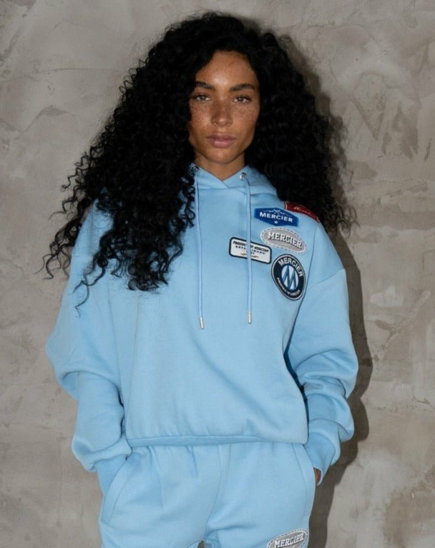 Vetements Pour Femmes Mercier | Sweat A Capuche Placid Blue Og Badge Pour Femme