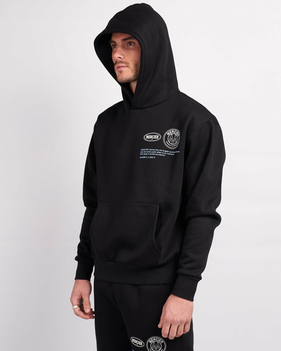 Vetements Pour Hommes Mercier | Sweat A Capuche Caruso Noir Et Bleu Placide