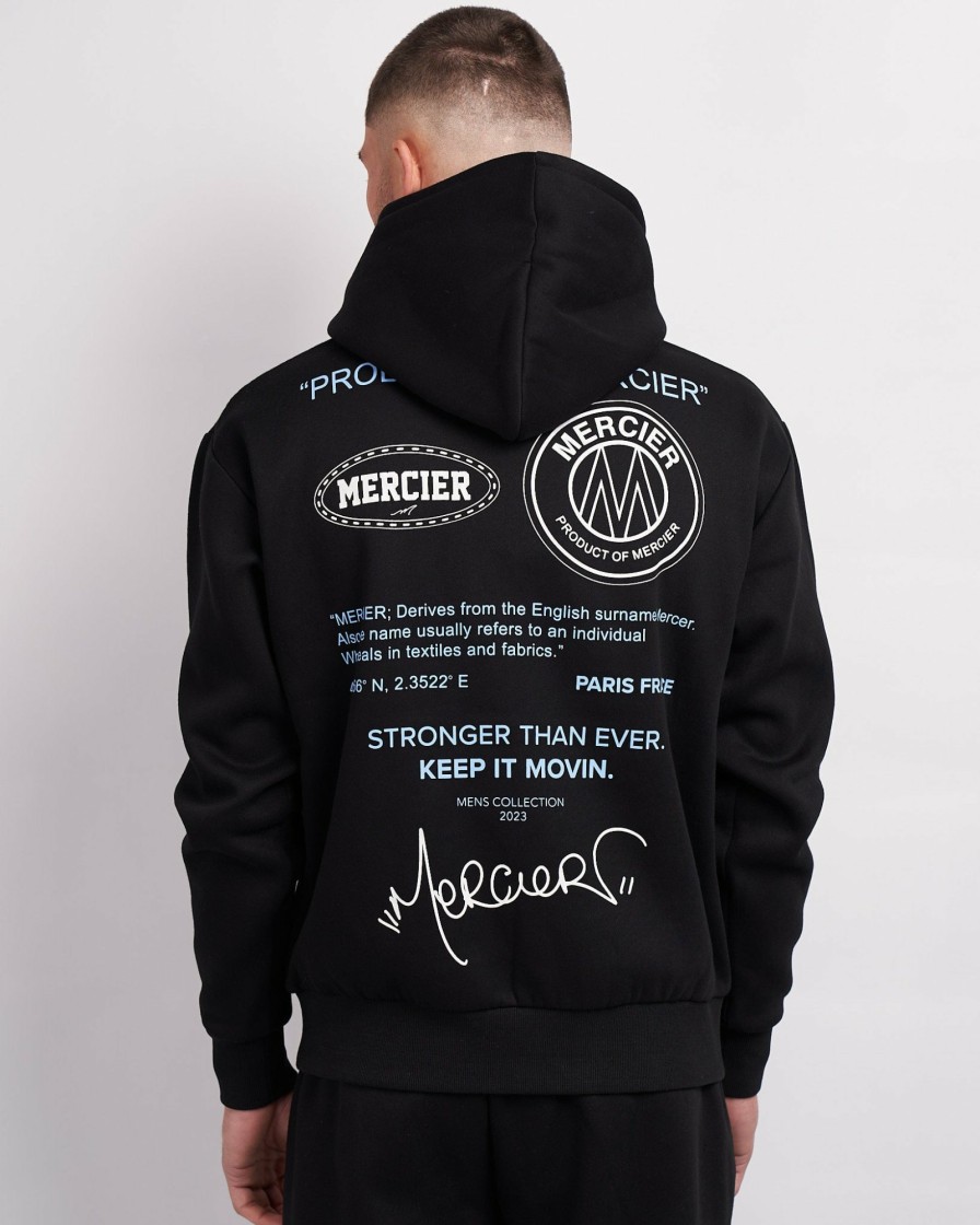 Vetements Pour Hommes Mercier | Sweat A Capuche Caruso Noir Et Bleu Placide