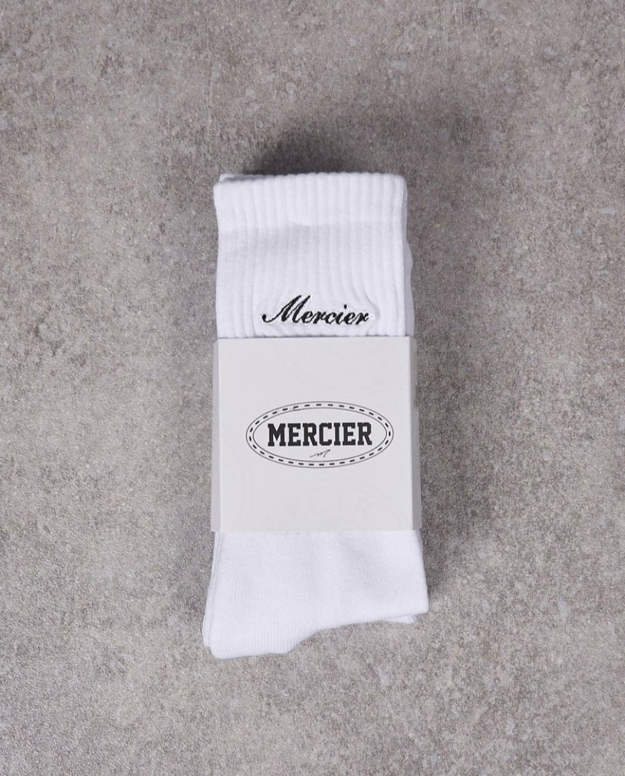 Vetements Pour Hommes Mercier | Lot De 2 Paires De Chaussettes Signature Mercier Blanches