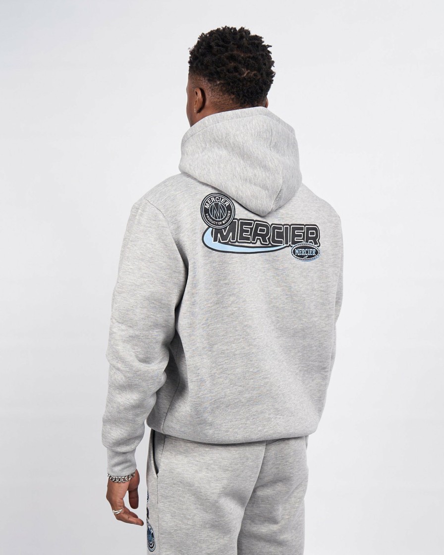 Vetements Pour Hommes Mercier | Sweat A Capuche Gris Chine Avec Badge Racer