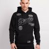 Vetements Pour Hommes Mercier | Sweat A Capuche Noir Et Blanc Avec Badge Des Equipes