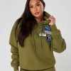 Vetements Pour Femmes Mercier | Sweat A Capuche Kaki Og Badge Pour Femme