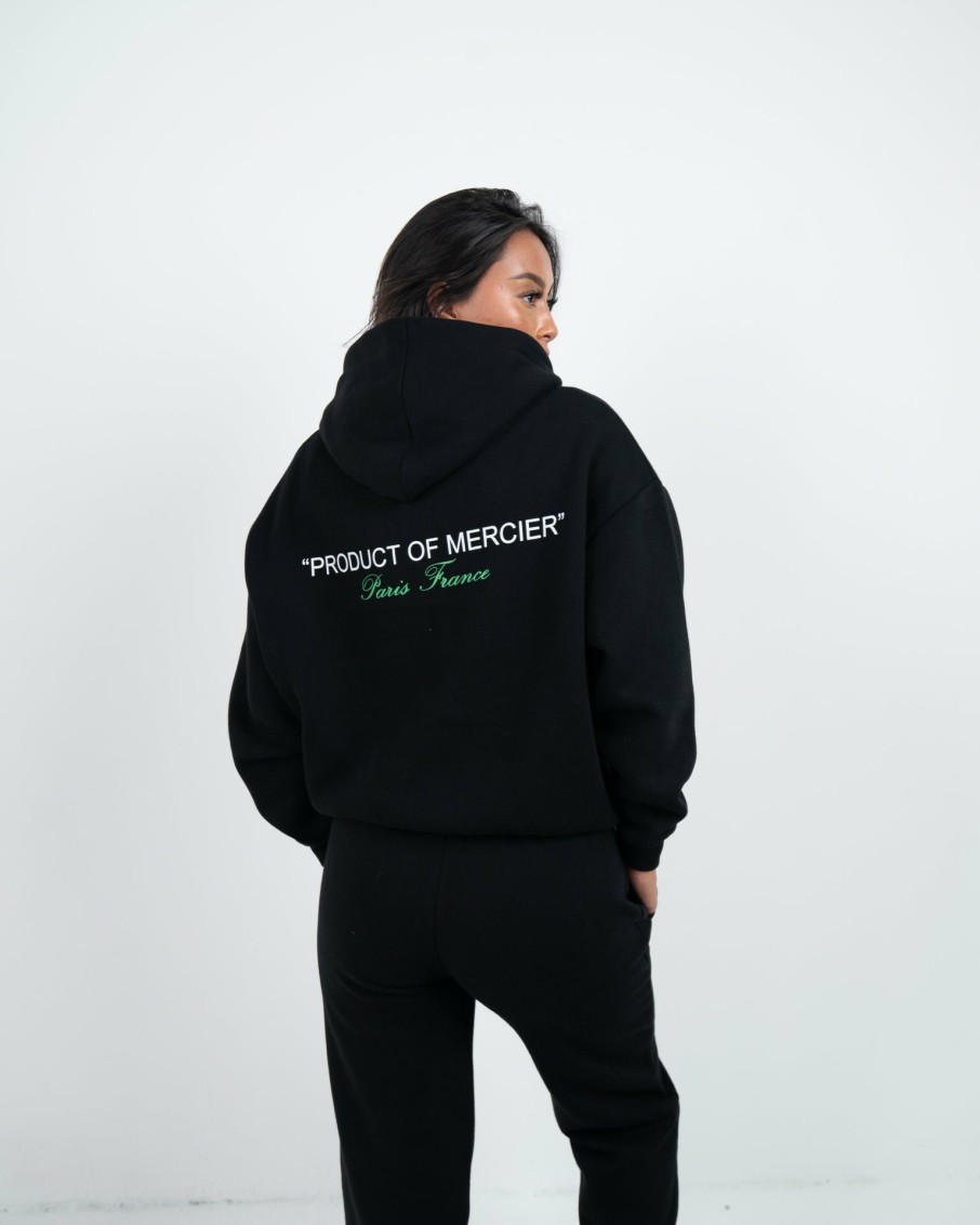 Vetements Pour Femmes Mercier | Femme Noir Vert Produit De Mercier Sweat A Capuche