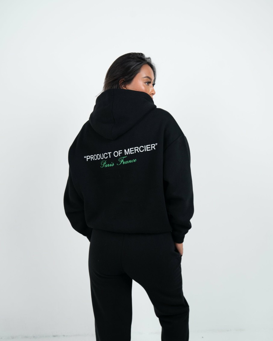 Vetements Pour Femmes Mercier | Femme Noir Vert Produit De Mercier Sweat A Capuche