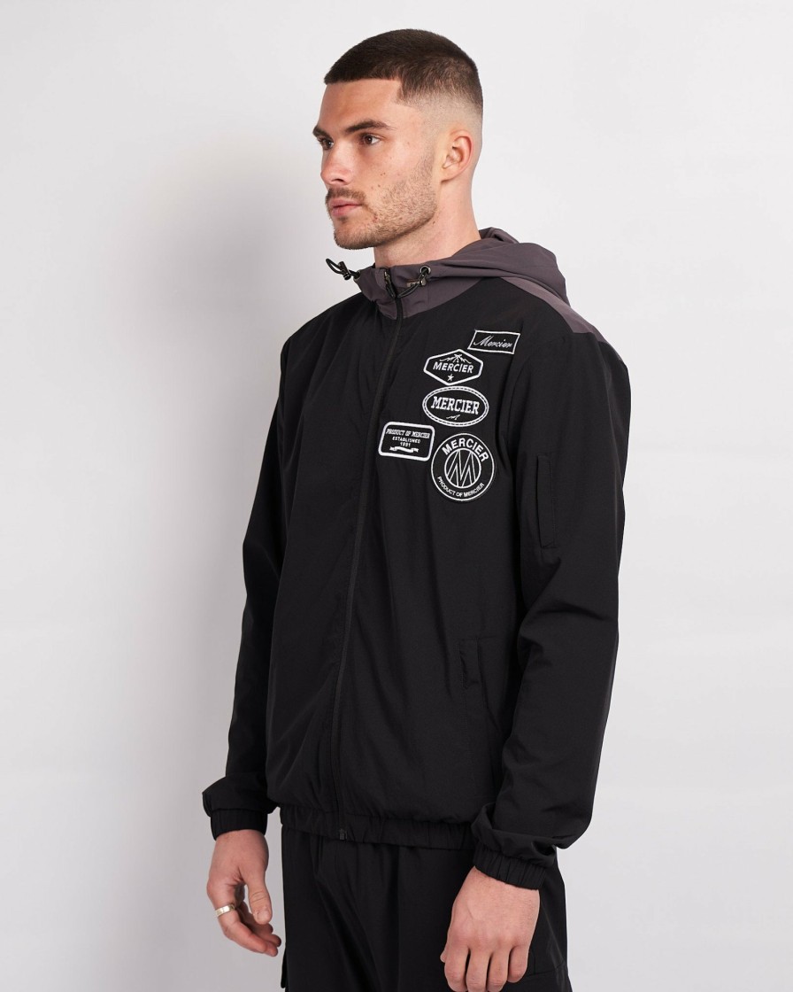 Vetements Pour Hommes Mercier | Coupe-Vent Noir Et Gris Avec Badge De Division