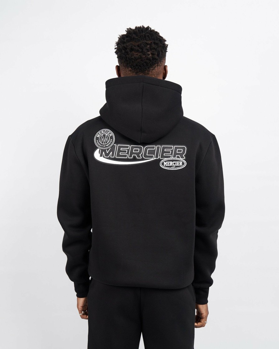 Vetements Pour Hommes Mercier | Sweat A Capuche Noir Avec Badge Racer