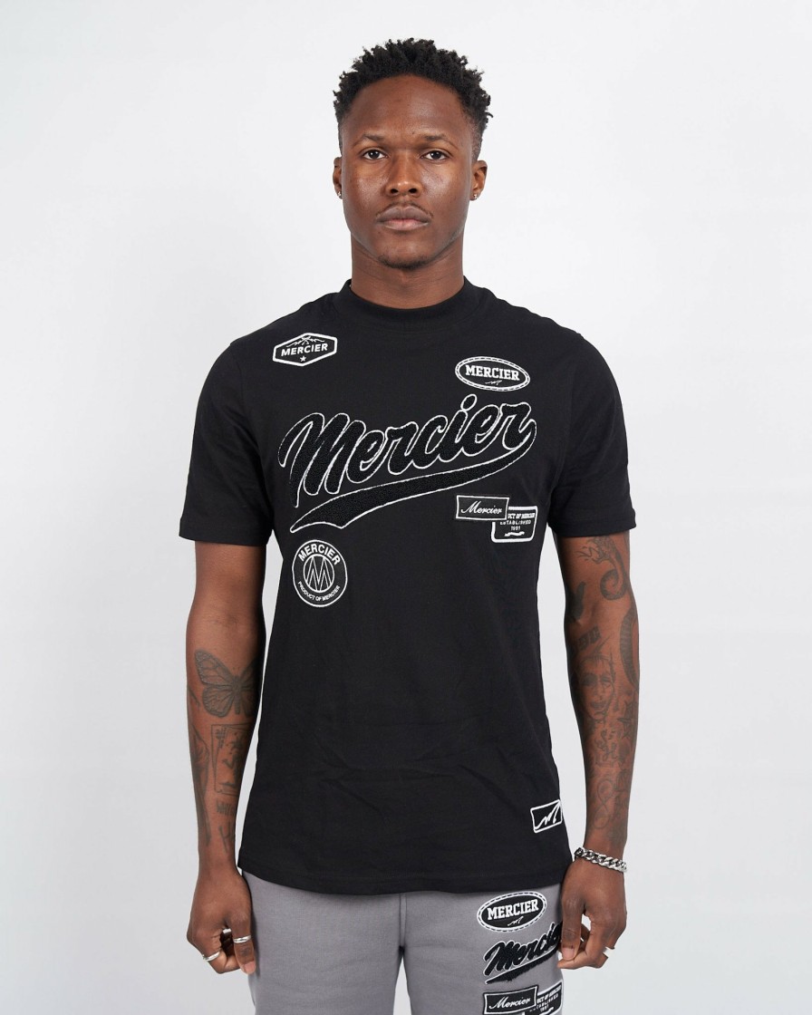 Vetements Pour Hommes Mercier | T-Shirt Noir Avec Badge Des Equipes Mercier