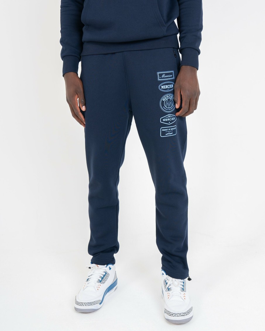 Vetements Pour Hommes Mercier | Pantalon De Jogging Bleu Marine A Badge 2.0 Bleu Ciel