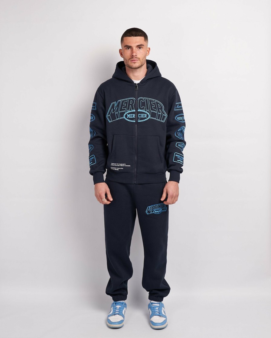 Vetements Pour Hommes Mercier | Sweat A Capuche Zippe Compton Bleu Marine Placid Blue