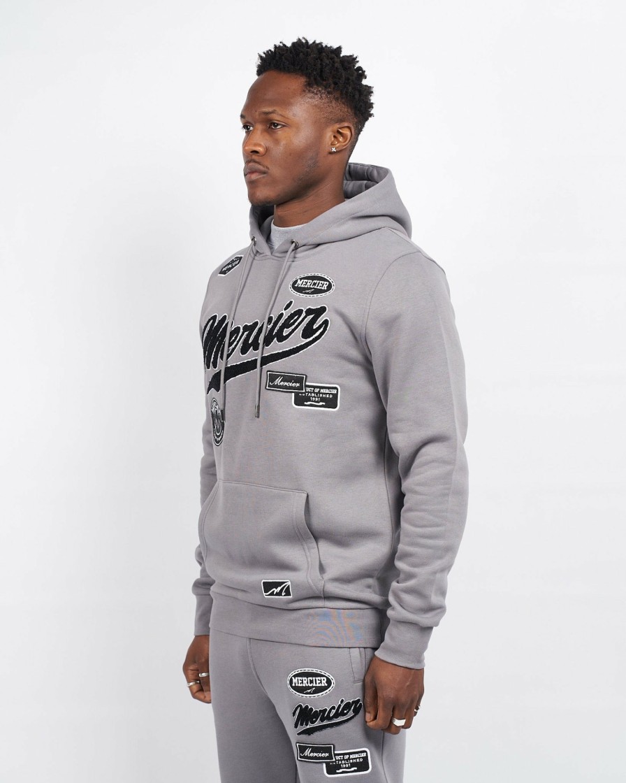 Vetements Pour Hommes Mercier | Sweat A Capuche Avec Badge Des Equipes, Gris Acier