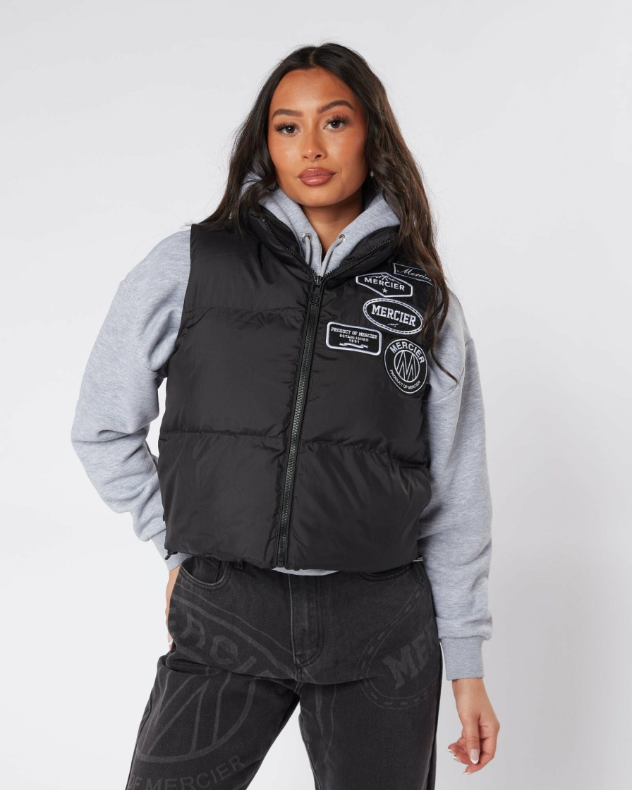 Vetements Pour Femmes Mercier | Gilet Sans Manches Noir Mono Badge Pour Femme